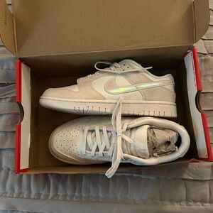 Nike White Shoes with Shimmering Swoosh